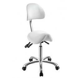 TABURETE BLANCO ERGONOMICO CON RESPALDO COMFORT