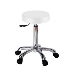 TABURETE SIN RESPALDO BLANCO BASE CROMADA FAST