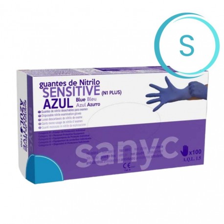 T/S GUANTES NITRILO AZUL SIN POLVO SENSITIVE 100u