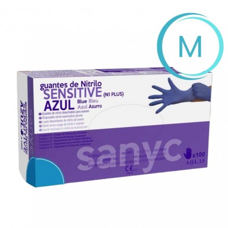 T/M GUANTES NITRILO AZUL SIN POLVO SENSITIVE 100u
