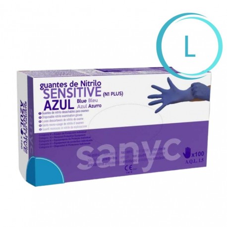 T/L GUANTES NITRILO AZUL SIN POLVO SENSITIVE 100u