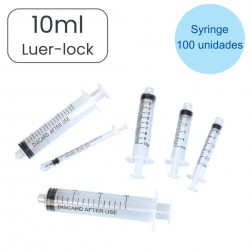 JERINGA 10 ML LUER LOCK 3 CUERPOS CAJA 100 UD.